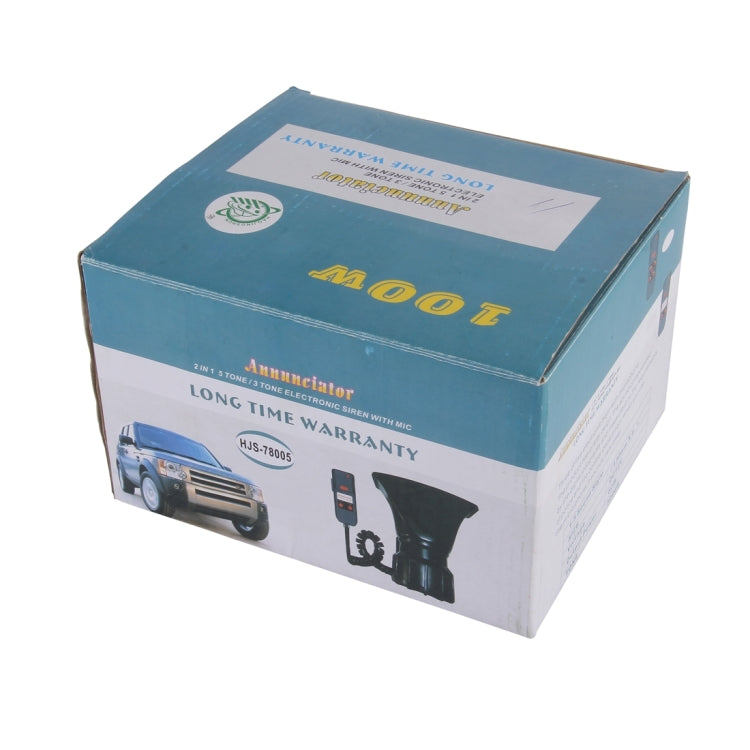HJS-78005 12 فولت 60 واط 300 ديسيبل بوق هوائي كهربائي للسيارة، مكبر صوت صفارة الإنذار، 5 نغمات صوتية/3 نغمات صوتية، صوت عالٍ للغاية مع ميكروفون، طول الكابل: 60 سم، HJS-78005