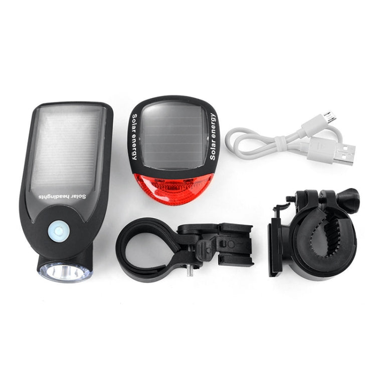 2 PCS 3W 240LM USB Solar Energy Motorcycle / Bicycle Light Set, Front Light+Back Light, Front Light+Back Light Black, Front Light+Back Light White
