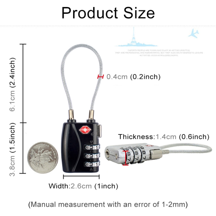 JASIT TSA719 Zinc Alloy 3-Digit Password TSA Lock Travel Luggage Padlock