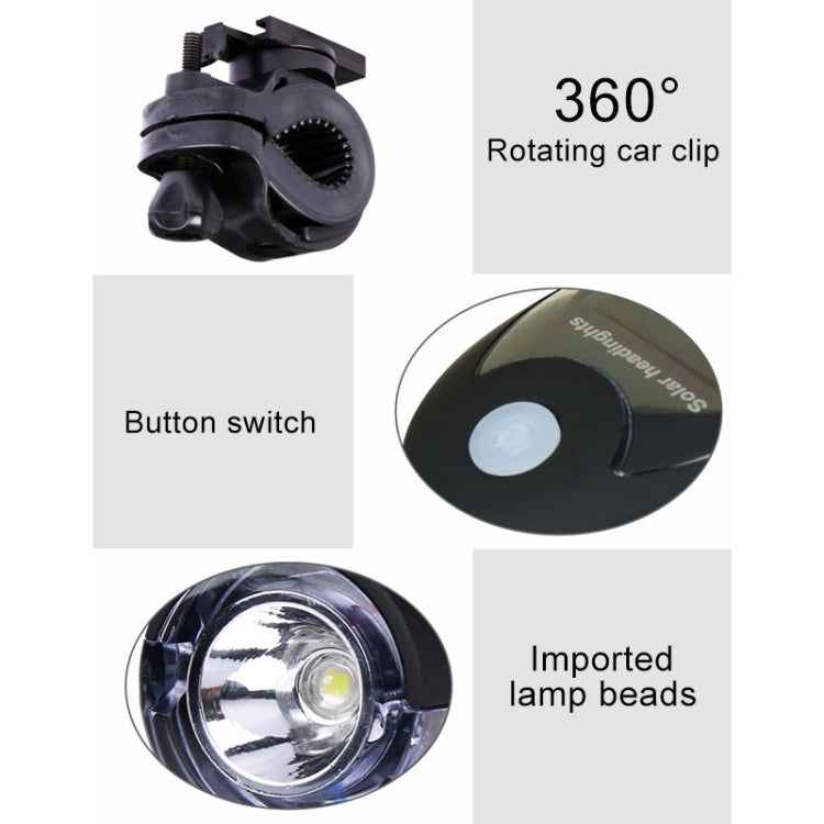 3W 240LM USB Solar Energy Motorcycle / Bicycle Front Light, Front Light White, Front Light Black