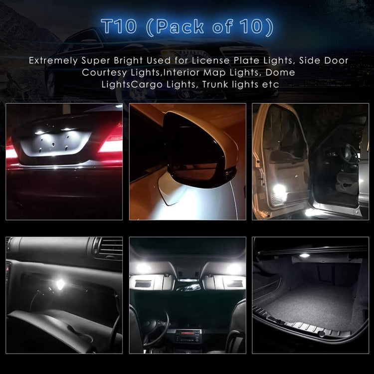 10 PCS T10 2W 100LM IP67 LEDs Bulbs Prismatic Shape Car Lens Decoder Mini Lamps DC 12V, with 2LEDs SMD-5730 Lamps