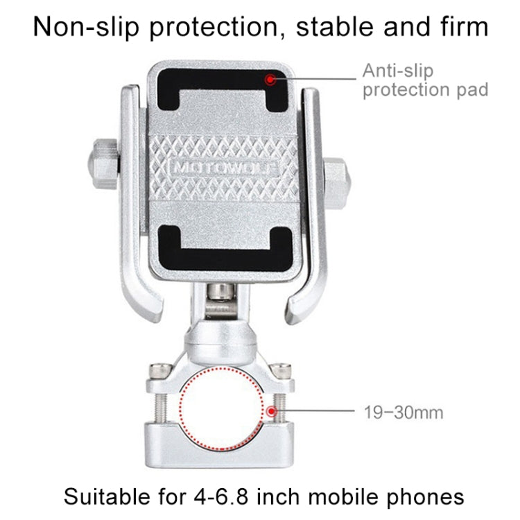 Motorcycle Handlebar Aluminum Alloy Phone Bracket, Suitable for 4-6 inch Device, Handlebar Aluminum Alloy
