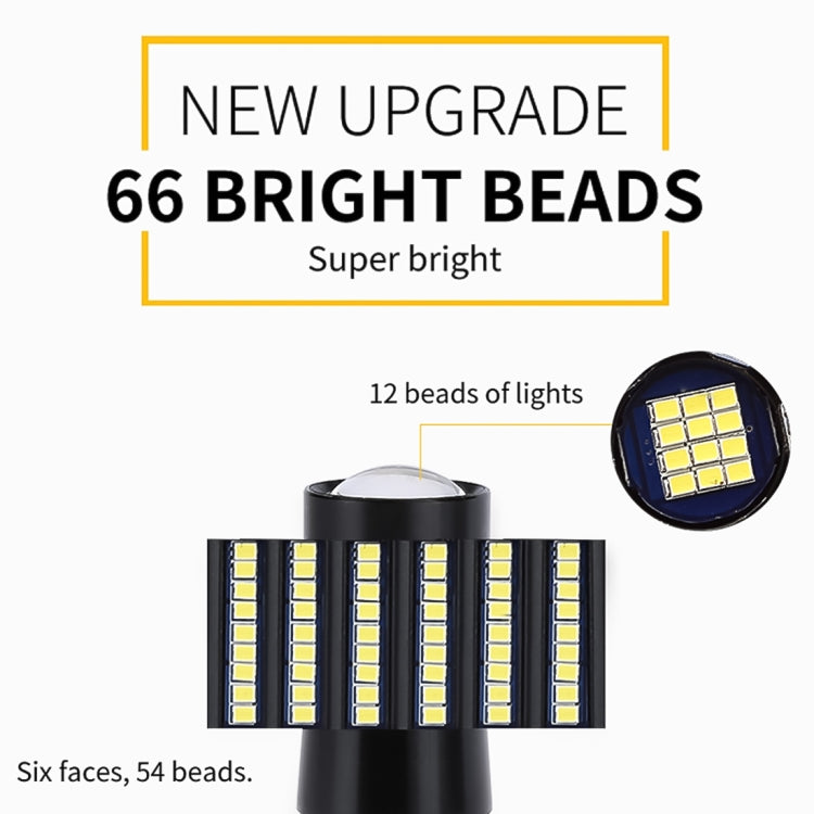 قطعتان من مصابيح الرجوع للخلف للسيارة 1156 / BA15S DC9-16V / 8.2 واط / 6000 كلفن / 655 لومن / مصابيح انعطاف 66 مصباح LED SMD-2016، 1156