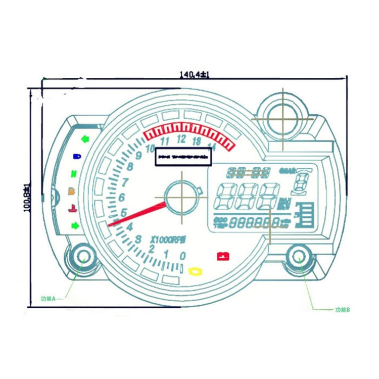 Universal Multi-functional Motorcycle Rotating Speed Mileage Gear Water Temperature Clock Meter Gauage, Clock Meter