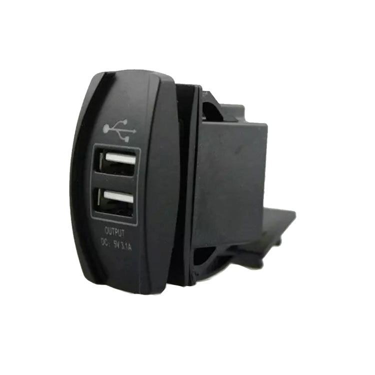 شاحن سيارة ودراجة نارية بمنفذي USB مع غطاء مقاوم للغبار وإضاءة LED (ألوان عشوائية)، 3.1 أمبير