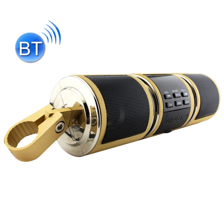 مكبر صوت ستيريو بمقبض بلوتوث وهيكل من الألومنيوم مقاوم للماء للدراجات النارية، يدعم BT/MP3/FM/TF