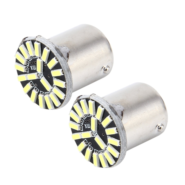 قطعتان من مصباح الانعطاف التلقائي للسيارة 1156/BA15S 1 وات 50 لومن 6000 كلفن مع 19 مصباح LED SMD-4014، تيار مستمر 12 فولت، 1156/BA15S 1 وات