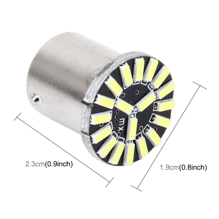 قطعتان من مصباح الانعطاف التلقائي للسيارة 1156/BA15S 1 وات 50 لومن 6000 كلفن مع 19 مصباح LED SMD-4014، تيار مستمر 12 فولت، 1156/BA15S 1 وات