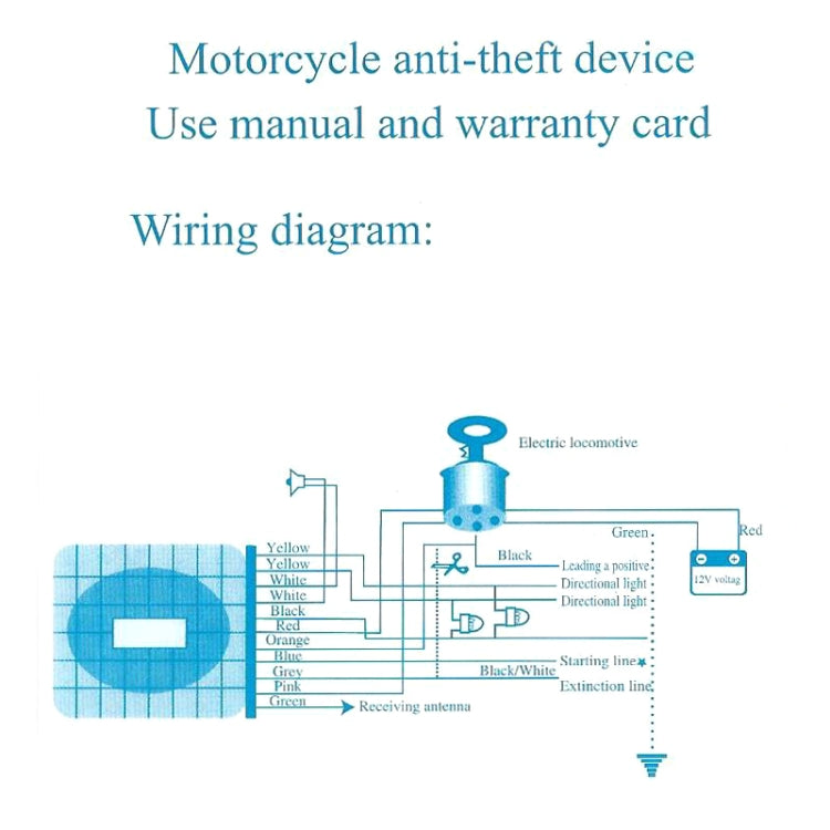 Motorcycle Smart Unidirectional Security Alarm System with Remote Control / Key, Unfoldable Key