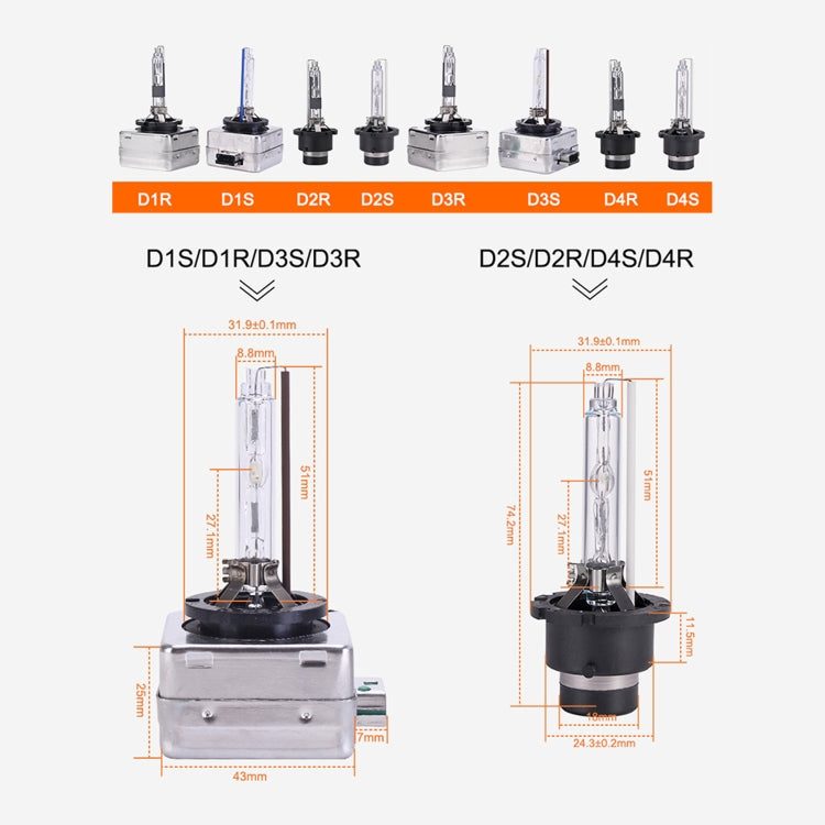 2 PCS D2R 35W 3800 LM 4300K HID Bulbs Xenon Lights Lamps, DC 12V, D2R