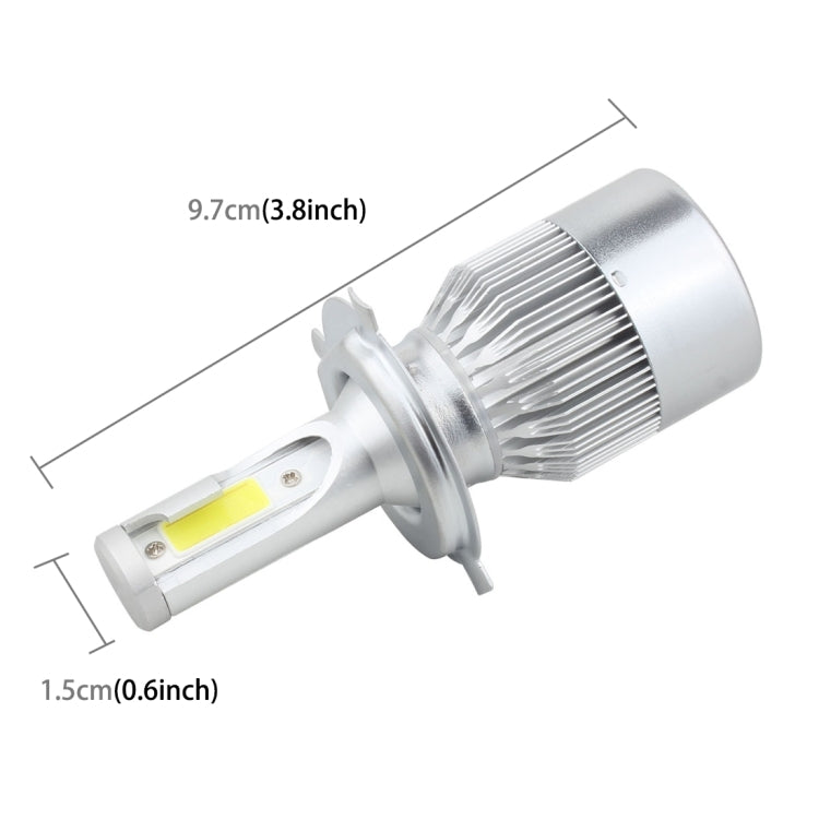 2 PCS H4 18W 1800 LM 6000K IP68 Canbus Constant Current Car LED Headlight with 2 COB Lamps, DC 9-36V, H4