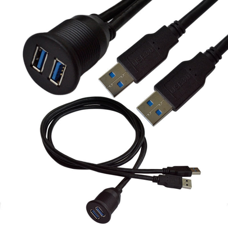 1m Flush Mount USB 3.0 Dock Car Ship Motorcycle Dashboard Panel Male to Female Data Waterproof Extension Cord, For Cable Length: 1m