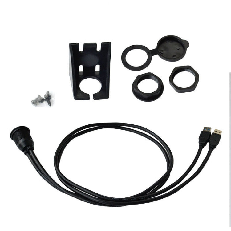 1m Flush Mount USB 3.0 Dock Car Ship Motorcycle Dashboard Panel Male to Female Data Waterproof Extension Cord, For Cable Length: 1m