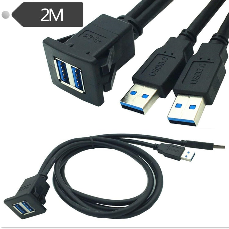 2m ABS Shell Flush Mount USB 3.0 Dock Car Ship Motorcycle Dashboard Panel Male to Female Data Waterproof Extension Cord, For Cable Length: 2m