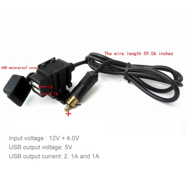 12-24V 2.1A Motorcycle Dual USB Mobile Phone Car Charger, EU Plug, Dual USB