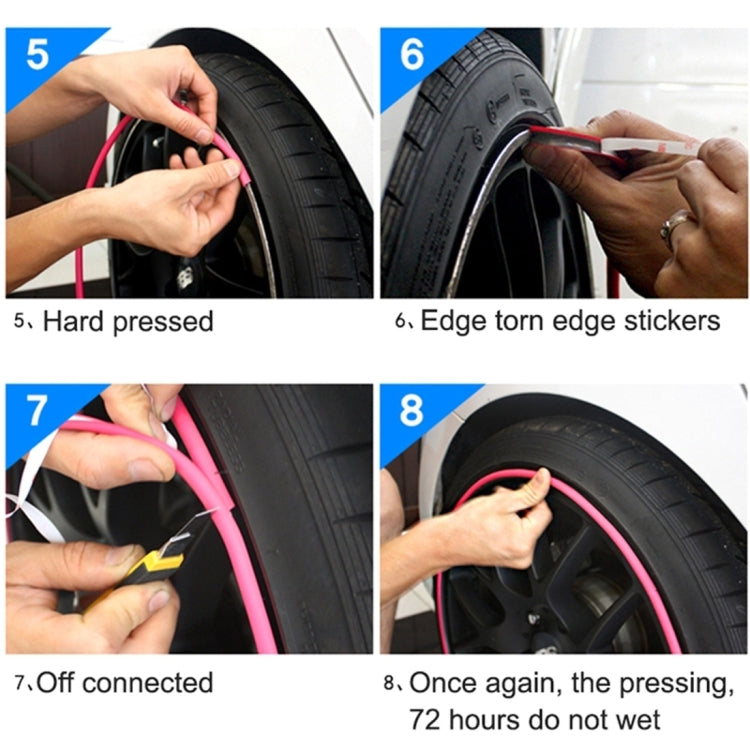 Universal Decorative Scratchproof Stickup 8M Flexible Car Wheel Hub TRIM Mouldings Shining Decoration Strip, 8m Shining, 8m