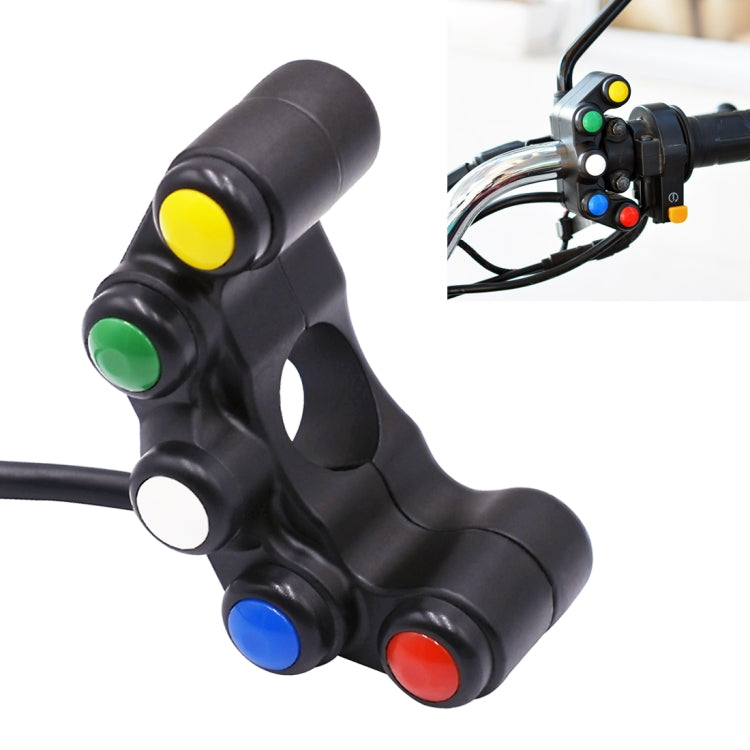 Motorcycle Headlight Auxiliary Light Horn Switches Aluminum Alloy Five-position Faucet Switches with Light, Aluminum Alloy Five-position