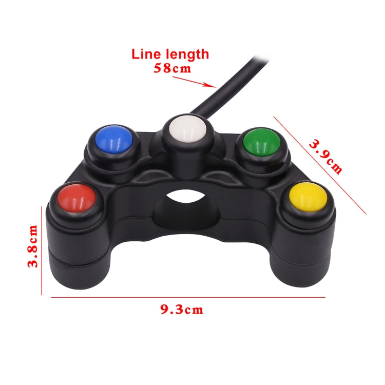 Motorcycle Headlight Auxiliary Light Horn Switches Aluminum Alloy Five-position Faucet Switches with Light, Aluminum Alloy Five-position