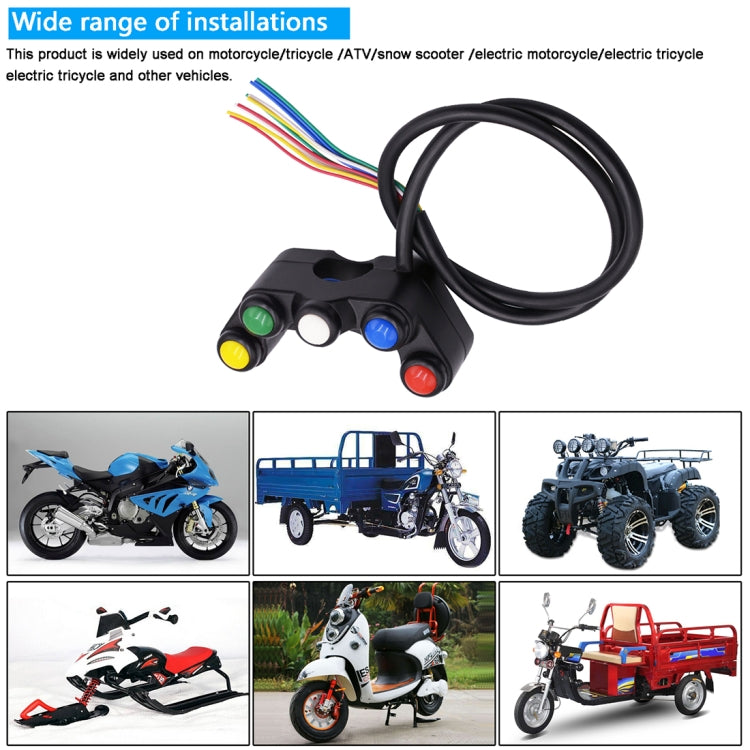 Motorcycle Headlight Auxiliary Light Horn Switches Aluminum Alloy Five-position Faucet Switches with Light, Aluminum Alloy Five-position