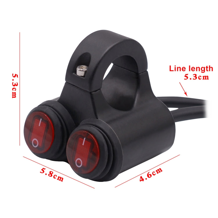 Motorcycle Headlight Auxiliary Light Waterproof Aluminum Alloy Double Flash Switches with Indicator Light, Double Flash