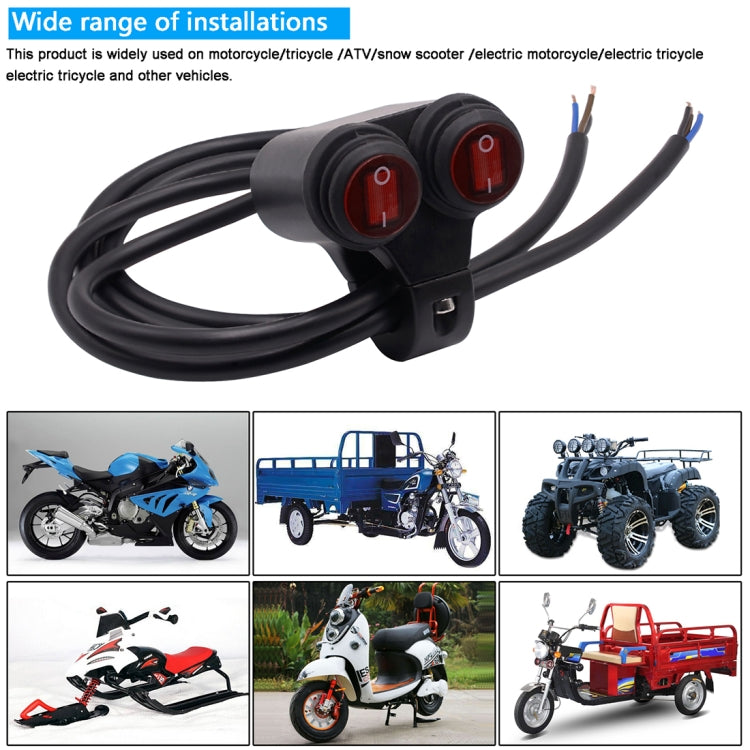 Motorcycle Headlight Auxiliary Light Waterproof Aluminum Alloy Double Flash Switches with Indicator Light, Double Flash