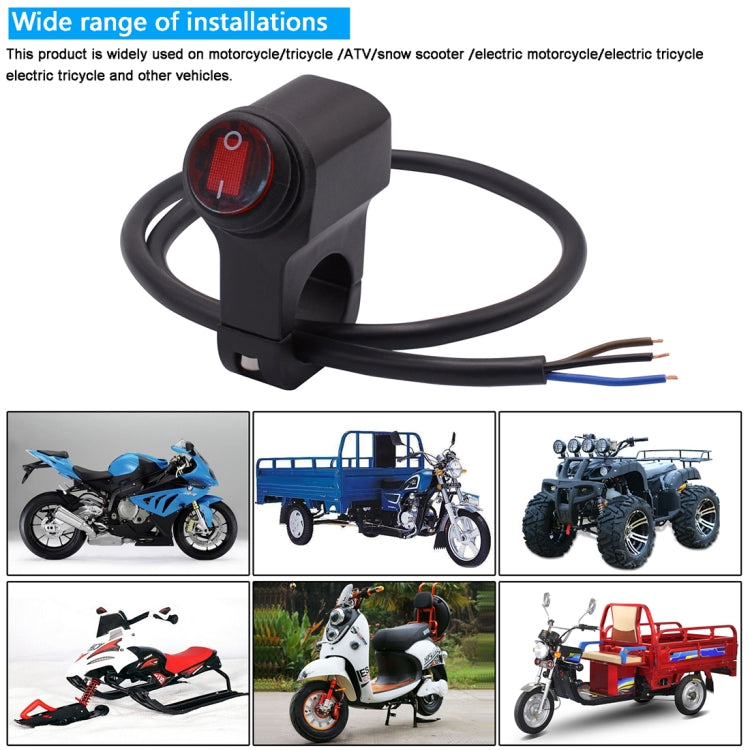 Motorcycle Headlight Auxiliary Light Waterproof Aluminum Alloy Single Flash Switches with Indicator Light, Single Flash