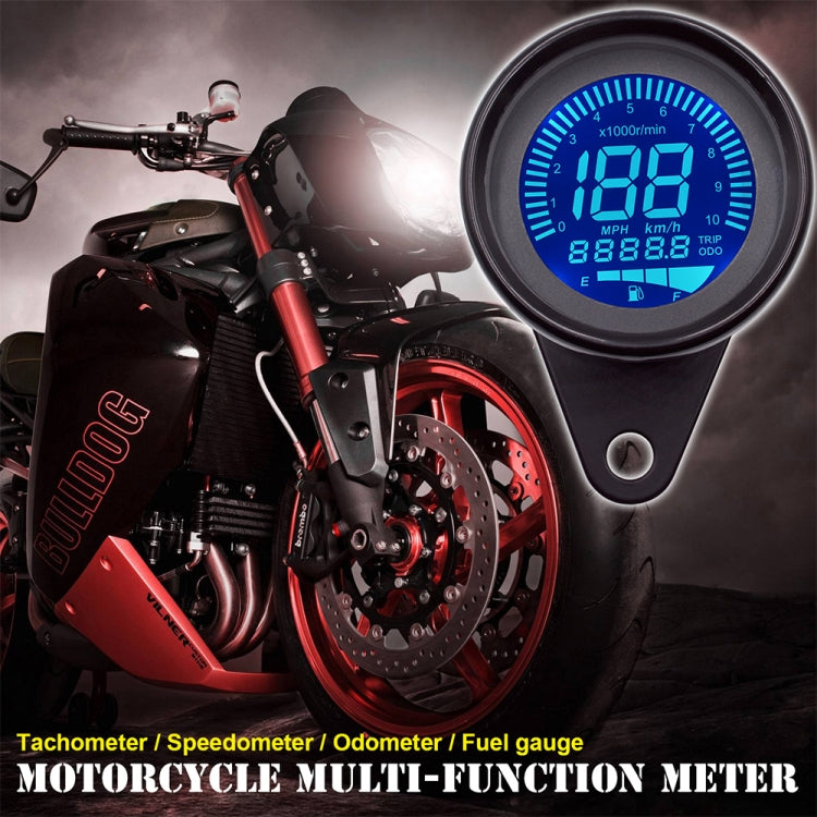 Motorcycle Multi-functional Modification Instrumentation Motorcycle Odometer Speedometer Tachometer Oil Gauge, Black, Speedometer Tachometer