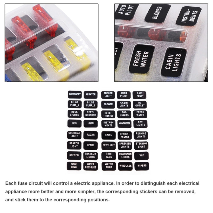 1 in 10 Out Fuse Box Screw Terminal Section Fuse Holder Kits with LED Warning Indicator for Auto Car Truck Boat, 1 in 10 Out (Screw Terminal Section)