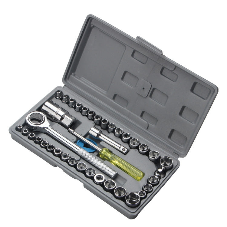 40 PCS Socket Wrench Set Car / Motorcycles Repair Combination Hardware Toolbox, 40 In 1