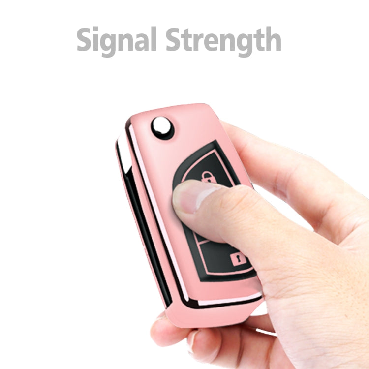 TPU One-piece Electroplating Opening Full Coverage Car Key Case with Key Ring for TOYOTA YARIS L / COROLLA / YARIS L / CAMRY / VIOS / HIGHLANDER, Pink, Blue, Red, Silver