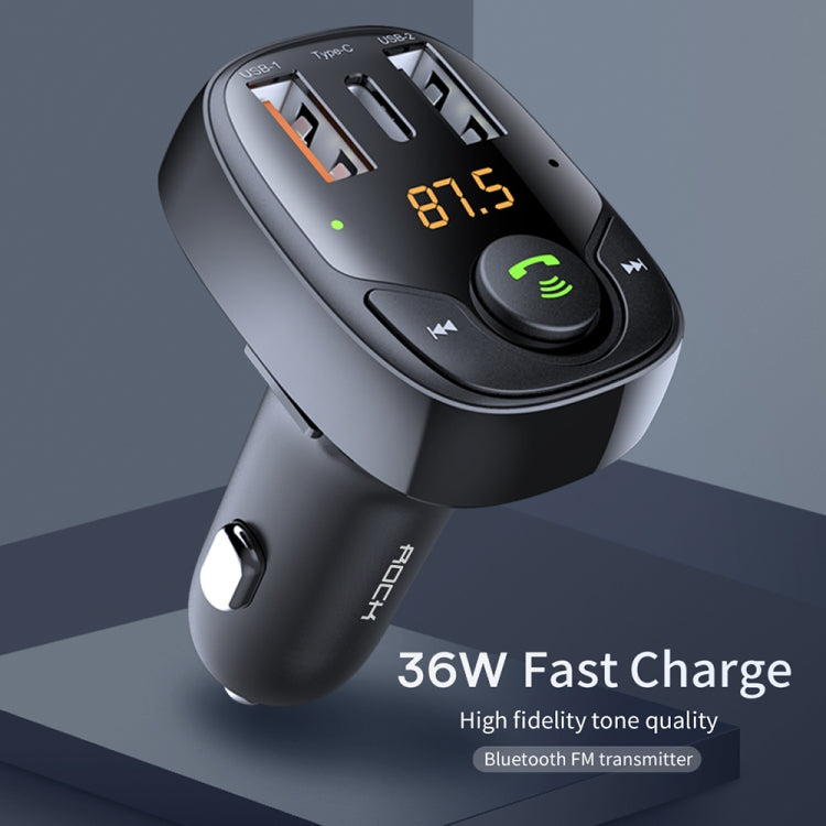 جهاز إرسال FM وشاحن سيارة ROCK B301 ثنائي USB + PD Bluetooth 5.0، يدعم بطاقة TF / قرص U، B301