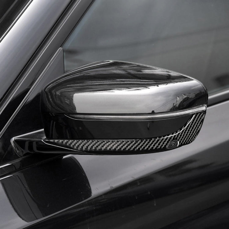 2 PCS Car Carbon Fiber Rearview Mirror Bumper Strip Decorative Sticker for BMW G30 (2018-2019) / G11 (2016-2019), Left Drive with Camera, Rearview Mirror Left Drive with Camera