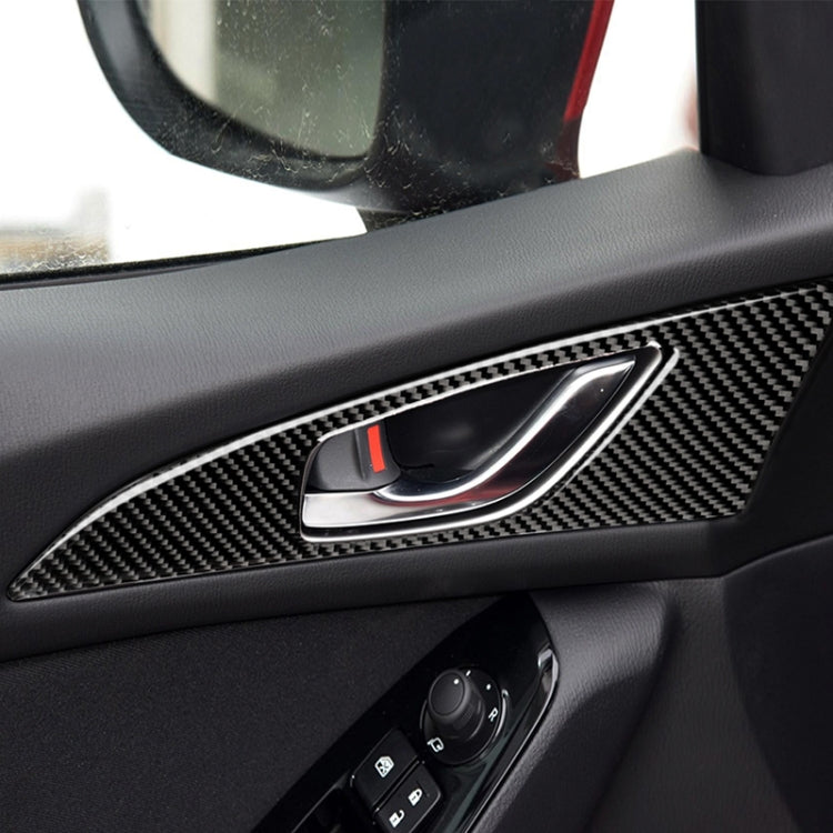 2 PCS Car Carbon Fiber Door Inner Handle Outer Frame Decorative Sticker for Mazda Axela 2014 / 2017-2018, Door Inner Handle Outer Frame