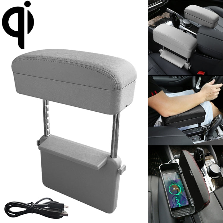 Universal Car Wireless Qi Standard Charger PU Leather Wrapped Armrest Box Cushion Car Armrest Box Mat with Storage Box, 1pc(Black), 1pc(Black Red), 1pc(Black White), 1pc(Grey), 1pc(Beige), 1pc(Brown)