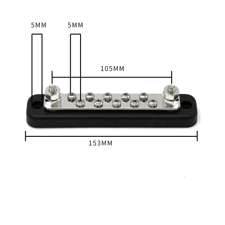 10 Way Power Distribution Bus Bar 10-bit Single Distribution Box for Car / RV / Boat, 10-bit