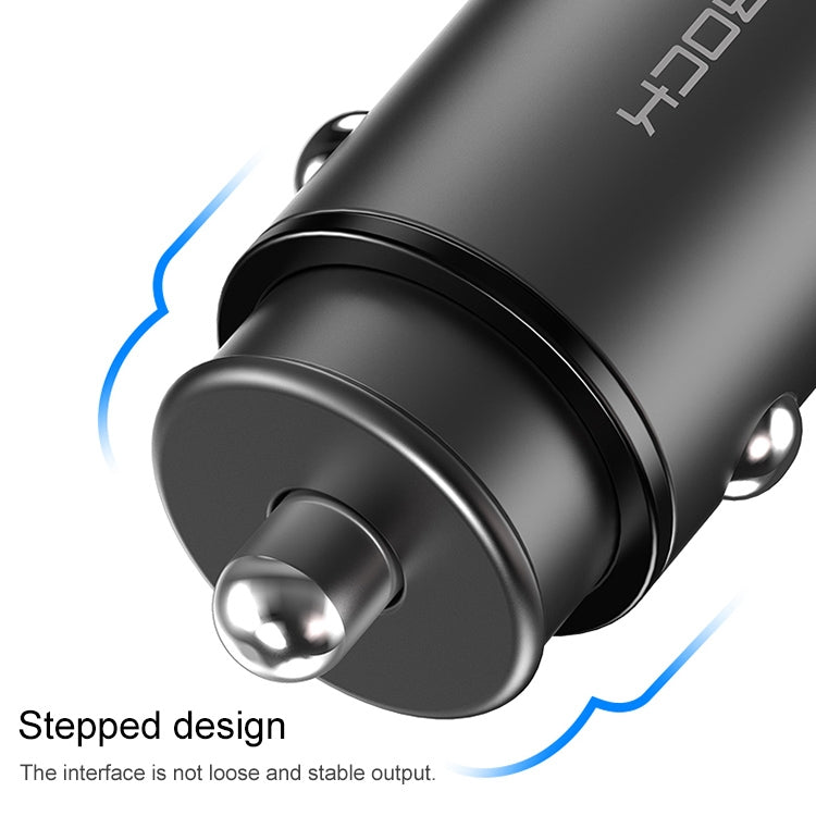 شاحن سيارة ROCK H15 ثنائي المنفذ USB + USB-C / Type-C PD30W، H15