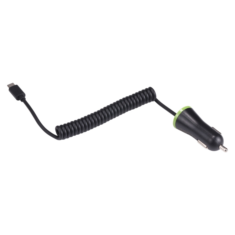 شاحن سيارة صغير USB بقوة 17 وات و3.4 أمبير مع كابل زنبركي USB-C / Type-C، USB-C / Type-C