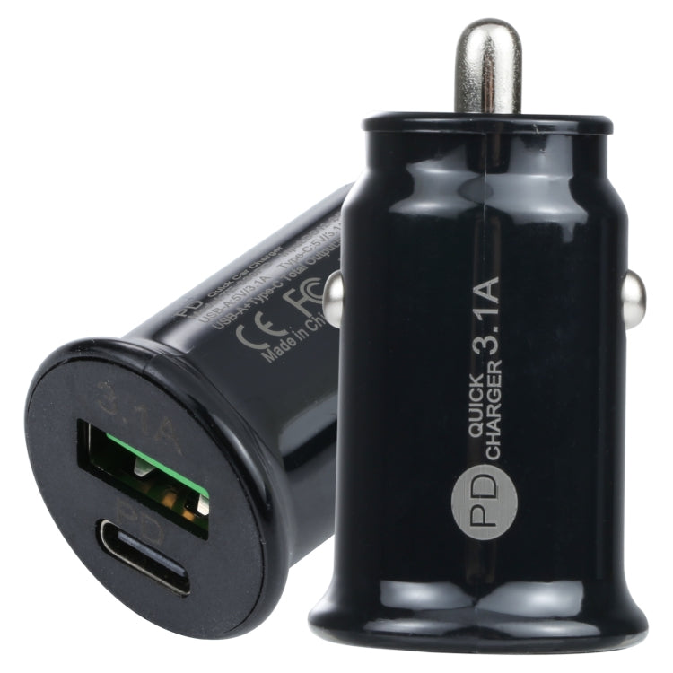 شاحن سيارة TE-339PD 3.1A PD USB-C / Type-C + واجهة USB شاحن سيارة صغير سريع الشحن