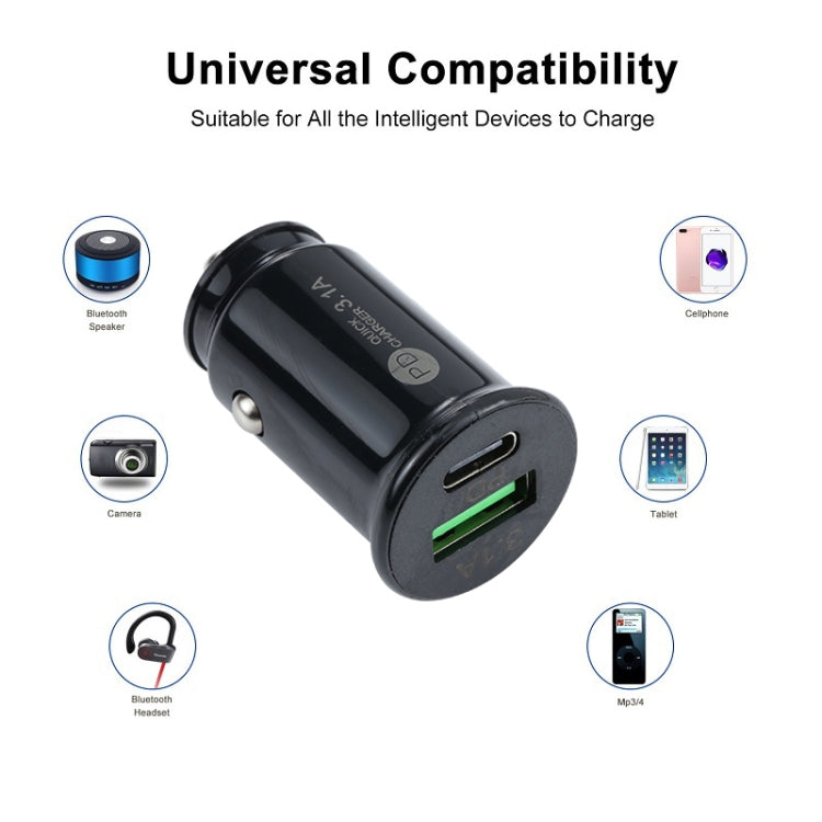 شاحن سيارة TE-339PD 3.1A PD USB-C / Type-C + واجهة USB شاحن سيارة صغير سريع الشحن