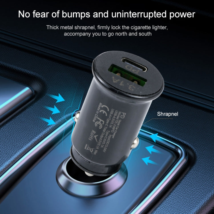شاحن سيارة TE-339PD 3.1A PD USB-C / Type-C + واجهة USB شاحن سيارة صغير سريع الشحن