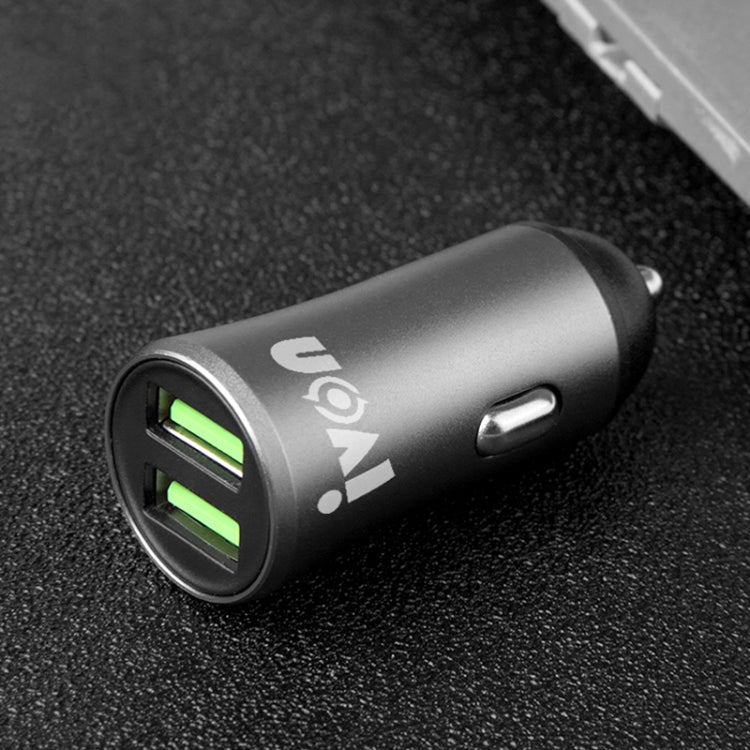شاحن سيارة صغير IVON CC26 بمنفذي USB 5 فولت و2.1 أمبير، أسود CC26، رمادي CC26