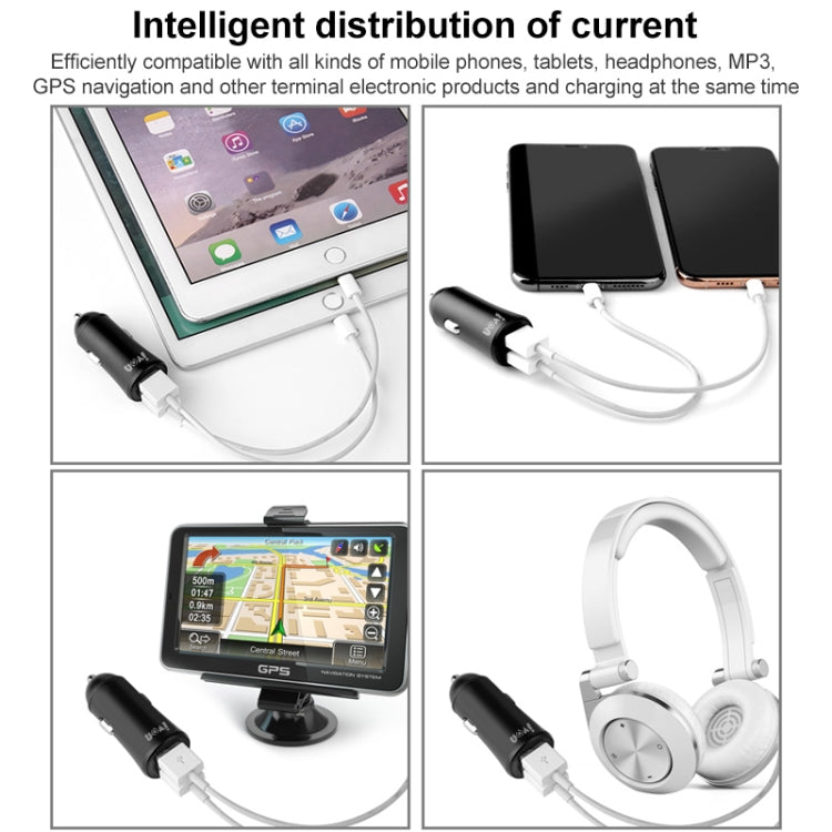 شاحن سيارة صغير IVON CC26 بمنفذي USB 5 فولت و2.1 أمبير، أسود CC26، رمادي CC26