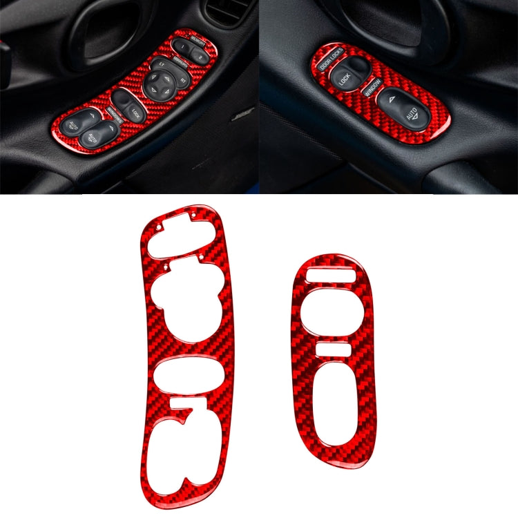 2 in 1 Car Carbon Fiber Door Control Panel Memory Seat Sticker Set for Chevrolet Corvette C5 1998-2004, Left Drive, Door Control Panel Sticker A