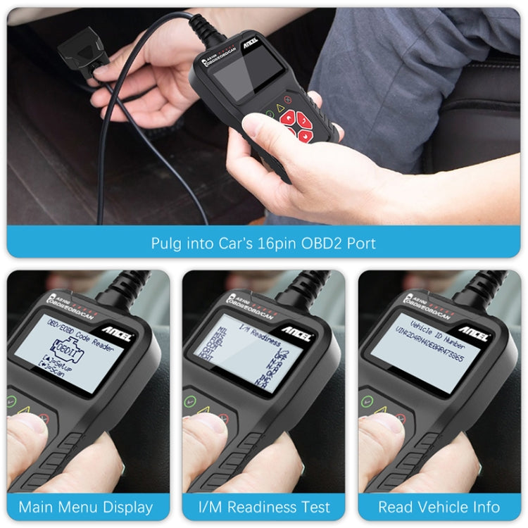 جهاز كشف أعطال السيارات Ancel AS100 OBDII، ضوء عطل المحرك شفاف، AS100