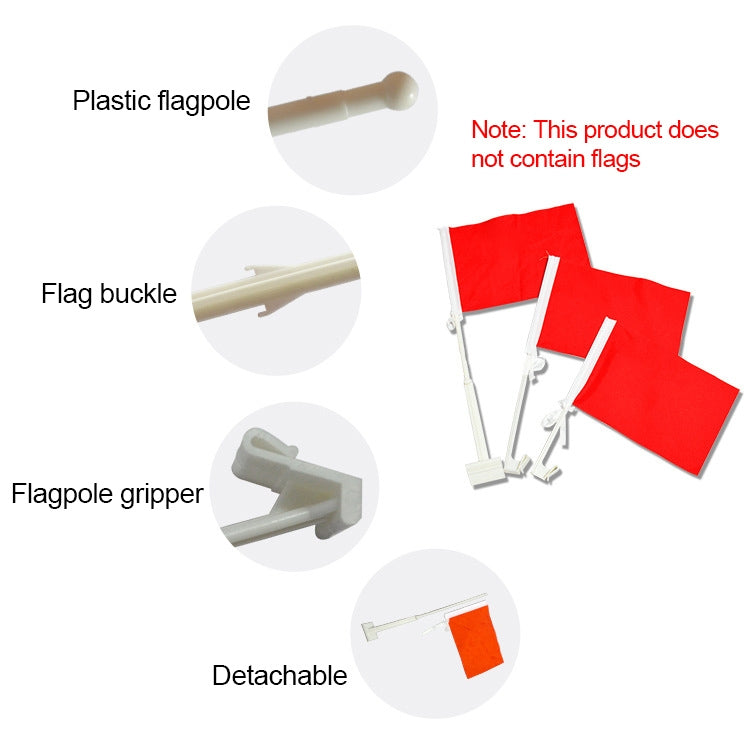 10 PCS 43cm Clip-type Car Window Plastic Flagpole, No Flag, 43cm