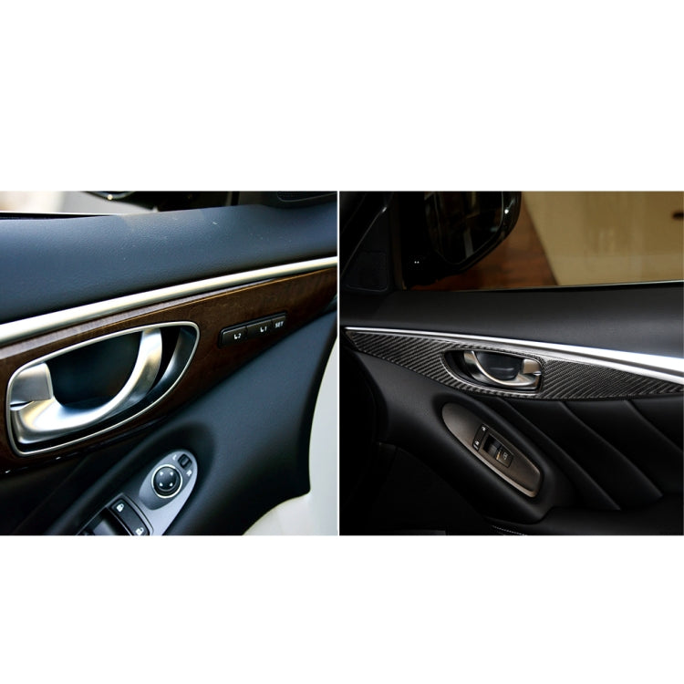 4 قطع من ملصقات ديكورية لمقبض الباب الداخلي من ألياف الكربون لسيارة إنفينيتي Q50 2014-2020، القيادة اليسرى، لوحة مقبض الباب الداخلي (أ)