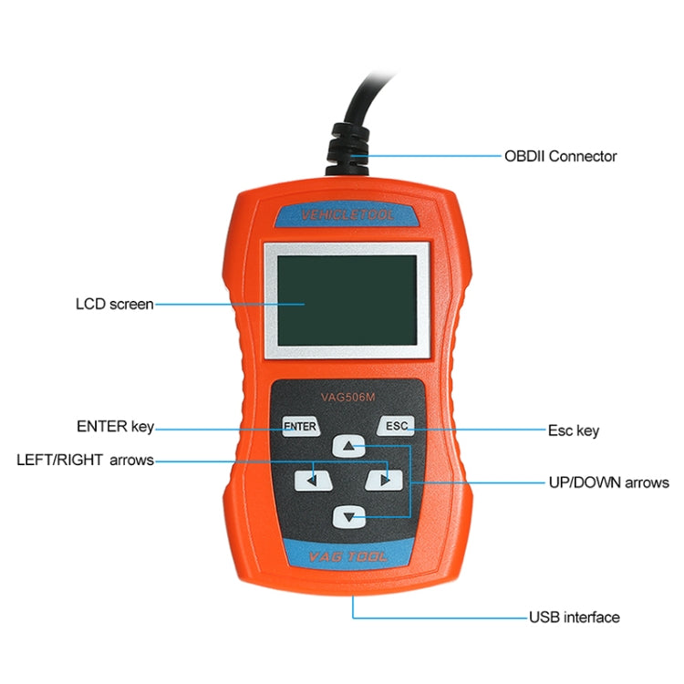 VAG506M Car Mini Code Reader OBD2 Fault Detector Diagnostic Tool, Nordic Version, VAG506M, Nordic Version