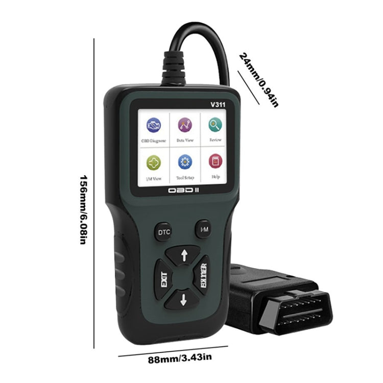 V311 OBD2 Scanner Color Screen Car Fault Detector 8 ~ 36V, Supports Chinese/English/French/German, V311
