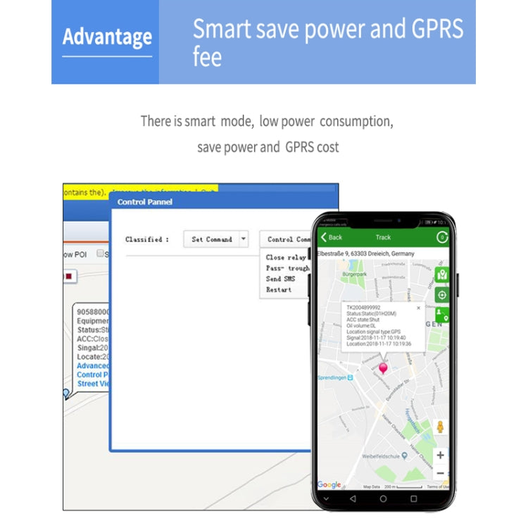 جهاز تتبع المركبات والشاحنات والسيارات المغناطيسي القوي TK600 2G GPS / GPRS / GSM في الوقت الفعلي، TK600
