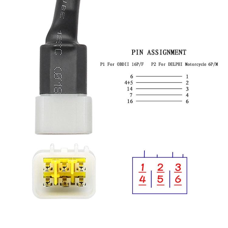 كابل توصيل OBD أنثى إلى 6 دبابيس من DELPHI للدراجات النارية، 6 دبابيس